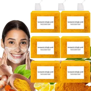 Lemon Turmeric Soap with Kojic Acid, Retinol & Shea - Acne Control Body Care Cleanser Bar for Men & Women, Daily Skincare Set with Soap Saver Bag, Christmas Gift summerwins